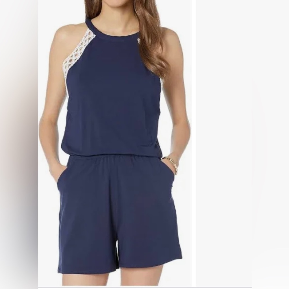 Lilly Pulitzer Navy Blue Romper with White Accents